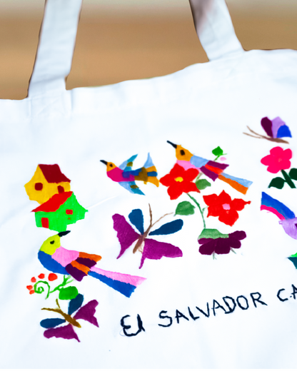 Bolsa manta blanca bordada