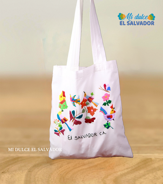 Bolsa manta blanca bordada