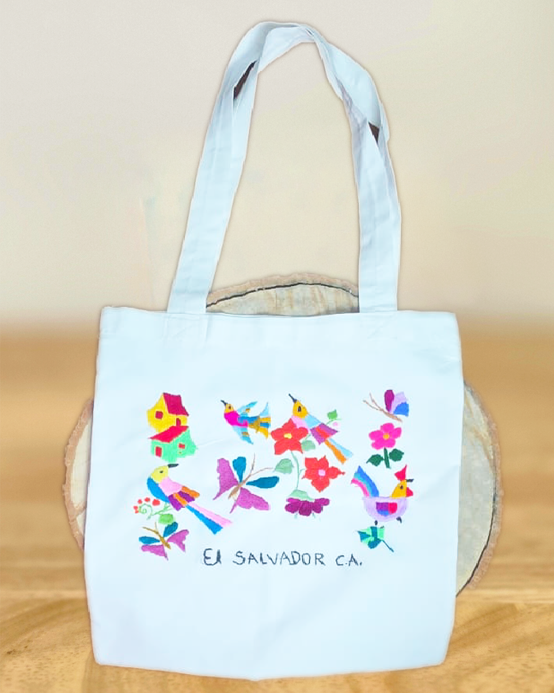 Bolsa manta blanca bordada