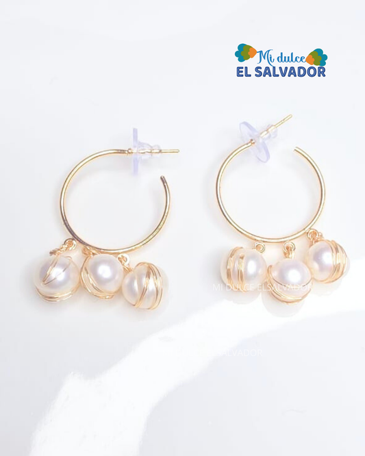 Argollas con perlas cultivadas