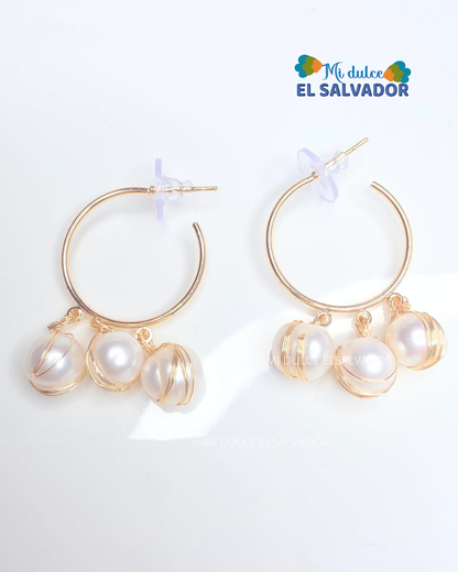 Argollas con perlas cultivadas