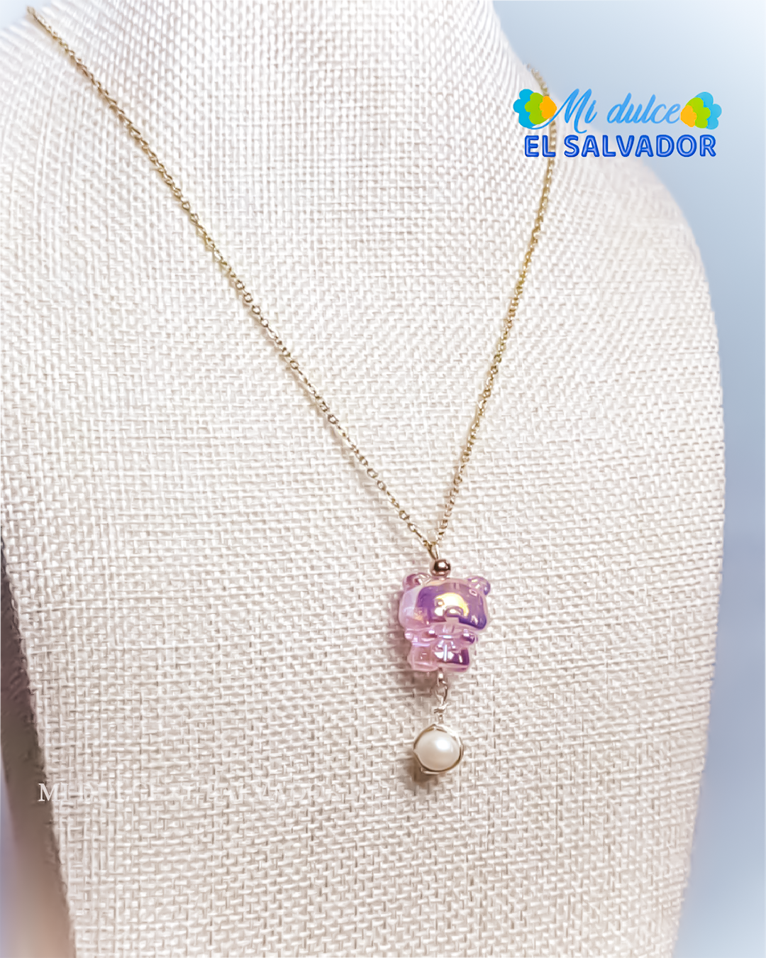 Cadena osito y perla cultivada