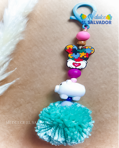 Bag charm cerdito pompón